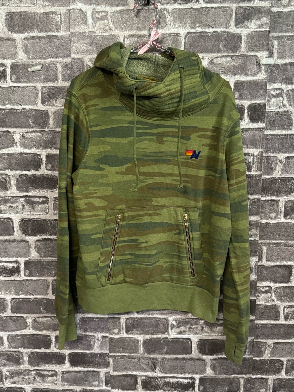 Aviator Nation ninja pullover hoodie green camo sweatshirt